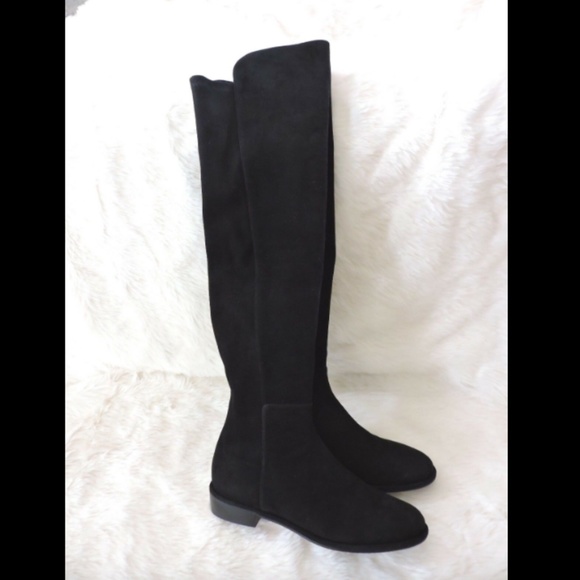 STUART WEITZMAN ALLGOOD BLACK OTK SUEDE STRETCH BOOT 9 - Picture 6 of 12